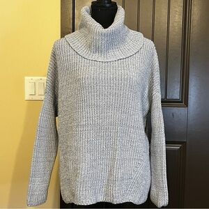 LOU & GREY Wool Blend Oversized Blue Cowl Neck Sweater, Size Extra Small/Small